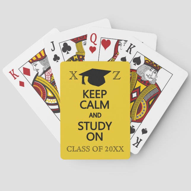 Baraja De Cartas Mantener la calma y estudiar las tarjetas de juego (Reverso)