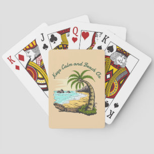 Baraja De Cartas Mantenga la calma y la playa en