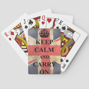 Baraja De Cartas Mantenga tranquilo para continuar la bandera britá