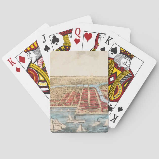 Baraja De Cartas MAP: CHICAGO, c1857 (Reverso)