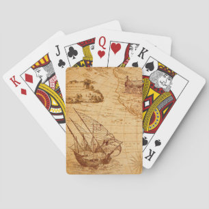 Baraja De Cartas mapa antiguo, navegación, viajes, barco de vela