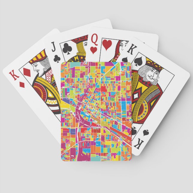 Baraja De Cartas Mapa colorido de Las Vegas, Nevada (Reverso)