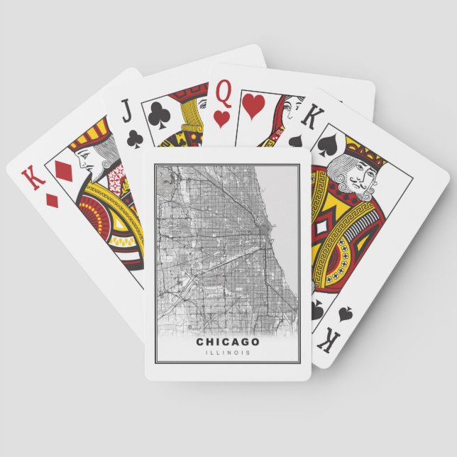 Baraja De Cartas Mapa de Chicago (Reverso)