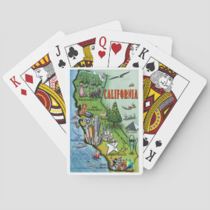 Baraja De Cartas Mapa de dibujos animados de California