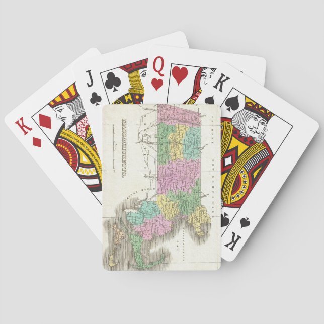 Baraja De Cartas Mapa de época de Massachusetts (1827) (Reverso)