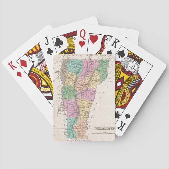 Baraja De Cartas Mapa de época de Vermont (1827) (Reverso)
