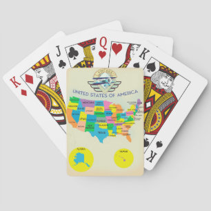 Baraja De Cartas Mapa de Estados Unidos de América al estilo vintag
