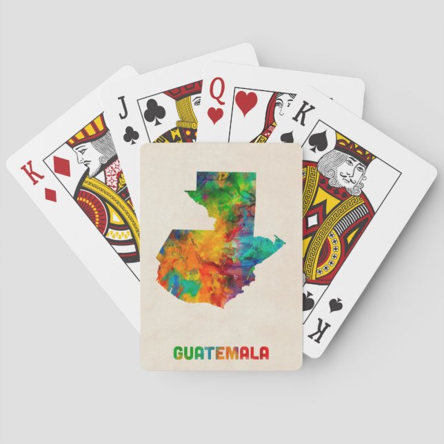 Baraja De Cartas Mapa de la acuarela de Guatemala (Reverso)