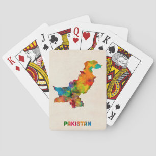 Baraja De Cartas Mapa de la acuarela de Paquistán