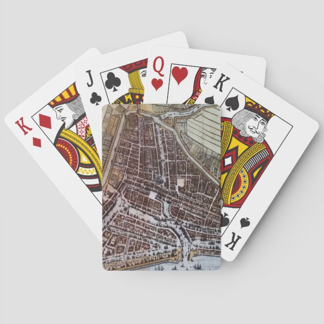 Baraja De Cartas Mapa de la ciudad de Réplica de Rotterdam 1652 (Reverso)