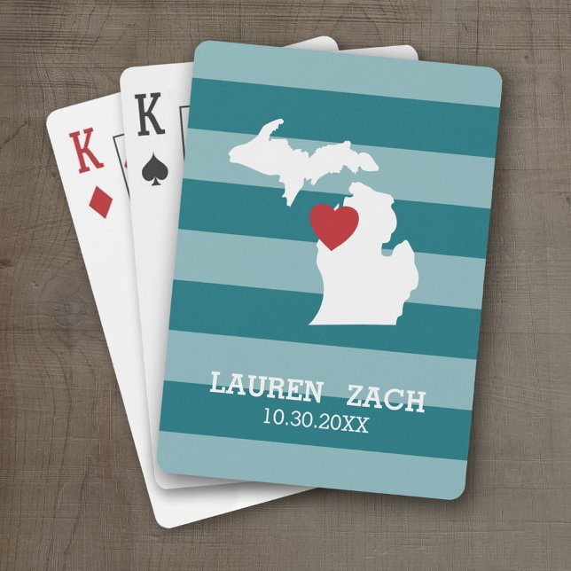 Baraja De Cartas Mapa de la ciudad del estado de Michigan - Matrimo (Custom Michigan Playing Cards)