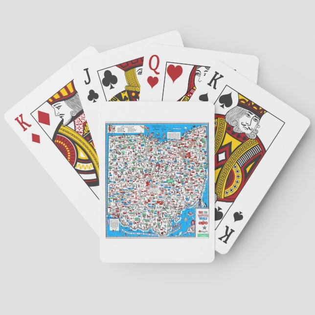 Baraja De Cartas Mapa de Ohio retro 1966 (Reverso)