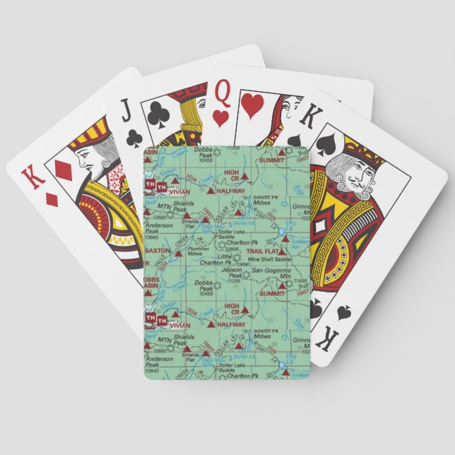 Baraja De Cartas Mapa de pistas verdes (Reverso)