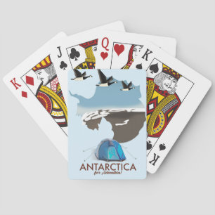 Baraja De Cartas Mapa de póster de viaje de aventura de Antártida.