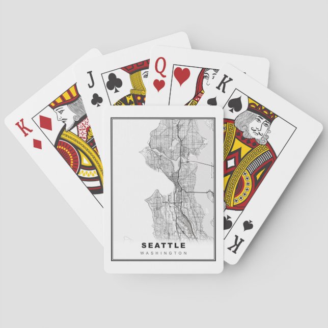 Baraja De Cartas Mapa de Seattle (Reverso)