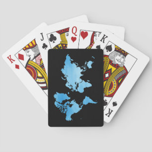 Baraja De Cartas Mapa del mundo azul minimalista arte acuarela