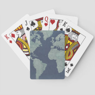 Baraja De Cartas Mapa del mundo de las líneas azules