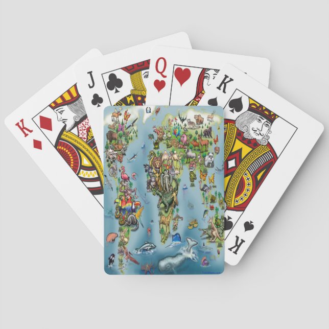 Baraja De Cartas Mapa del mundo de los animales (Reverso)
