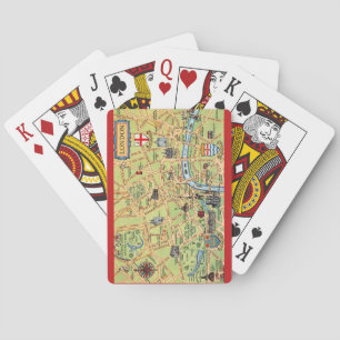 Baraja De Cartas Mapa ilustrado de las tarjetas de juego de la Ingl