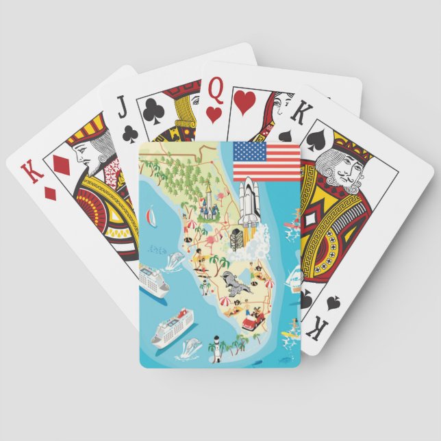 Baraja De Cartas Mapa lindo de la Florida de los niños (Reverso)