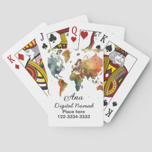 Baraja De Cartas mapa mundial agregar texto de nombre lugar ciudad