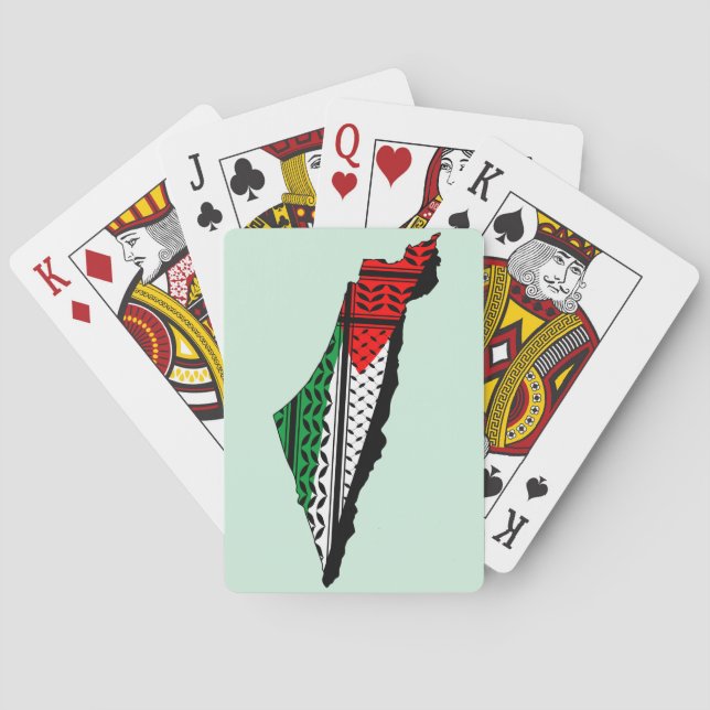 Baraja De Cartas Mapa palestino con bandera y patrón de Keffiyeg (Reverso)