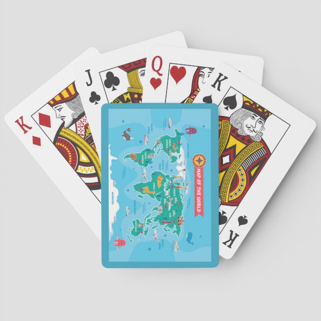 Baraja De Cartas Mapa Personalizado del mundo con extras (Reverso)
