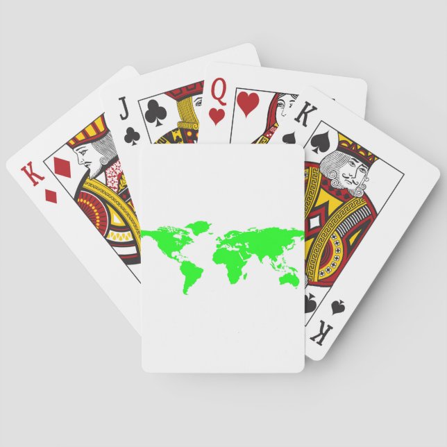 Baraja De Cartas Mapa Verde del Mundo Blanco (Reverso)