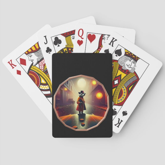 Baraja De Cartas Mapache Antropomórfico Detective Privado          (Reverso)