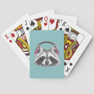 Baraja De Cartas Mapache de los auriculares