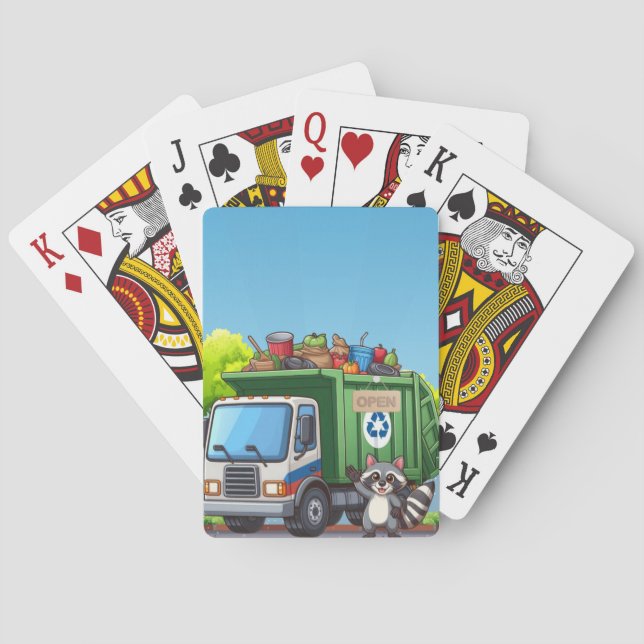 Baraja De Cartas Mapache lindo y camión de "comida" (Reverso)