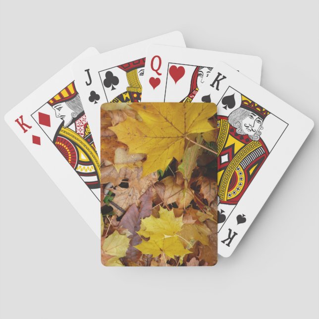 Baraja De Cartas Maple caído deja naturaleza otoño amarilla (Reverso)
