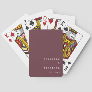 Baraja De Cartas Máquina de Escribir Retro Mínima Burgundy Boda Per
