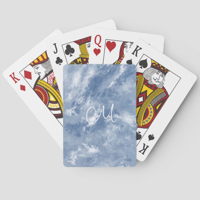 Baraja De Cartas Marble Blue White Resumen personalizado (Reverso)