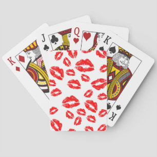 Baraja De Cartas Marca roja de besos de lápiz labial