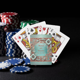 Baraja De Cartas Marco de cobre turquesa elegante personalizable