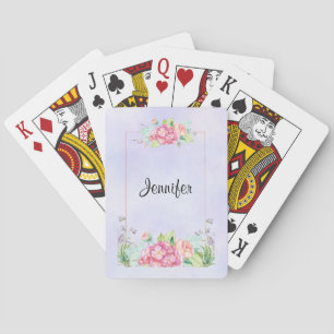 Baraja De Cartas Marco floral de acuarela rosa moderno