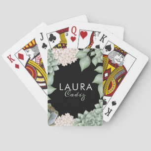 Baraja De Cartas Marco floral y follaje de Moda verde sabio