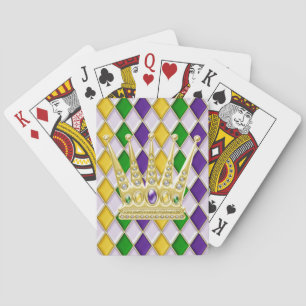Baraja De Cartas Mardi Gras Crown Harlequin Pattern White