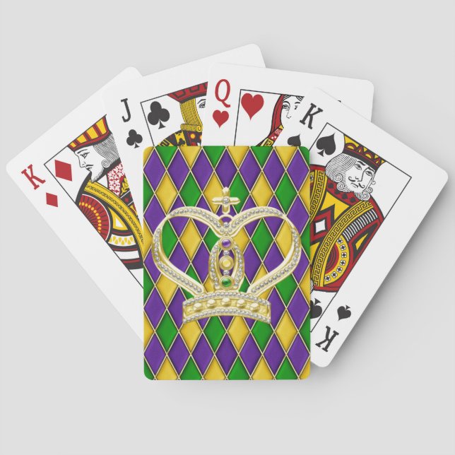 Baraja De Cartas Mardi Gras Harlequin Diamond Crown (Reverso)