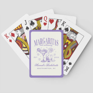 Baraja De Cartas Margaritas modernas retro y barca rayada de madure