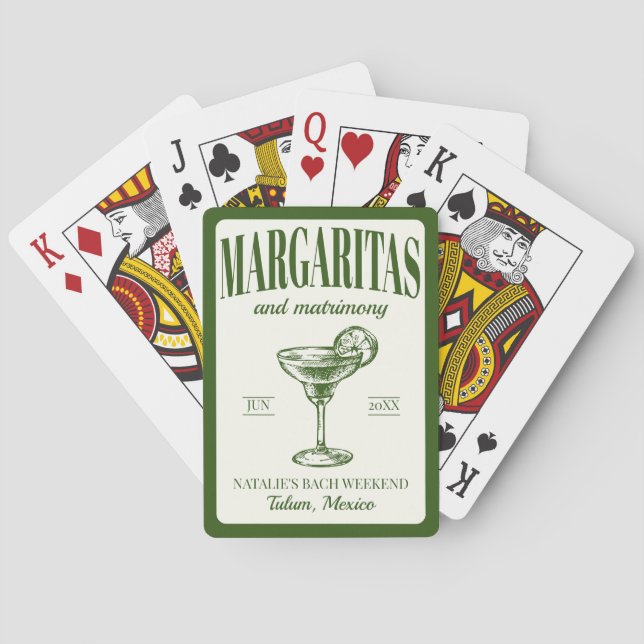 Baraja De Cartas Margaritas Y Bachelorette Personalizada De Matrimo (Reverso)