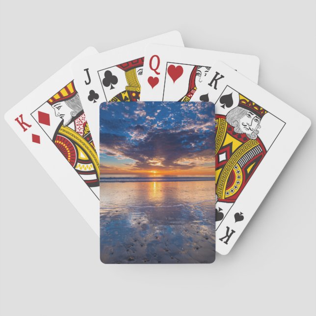 Baraja De Cartas Margen dramático, puesta de sol, CA (Reverso)