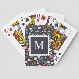 Baraja De Cartas marina monogramada con estampado de fresa silvestr