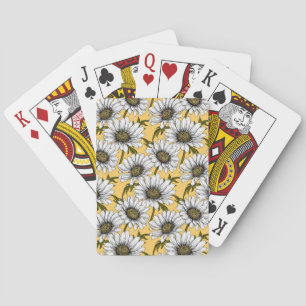 Baraja De Cartas Marinas blancas, flores silvestres en amarillo