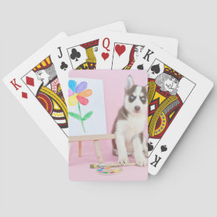 Baraja De Cartas Marioneta pintando una flor arco iris