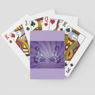 Baraja De Cartas Mariposa abstracta púrpura con alas radiantes