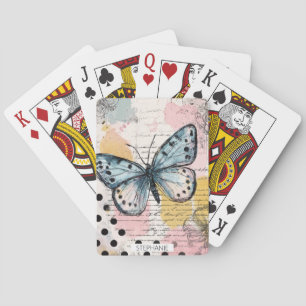 Baraja De Cartas Mariposa acuarela azul arte boho naturaleza