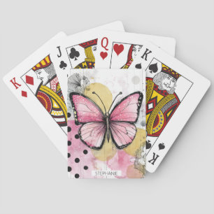 Baraja De Cartas Mariposa acuarela rosa arte boho naturaleza
