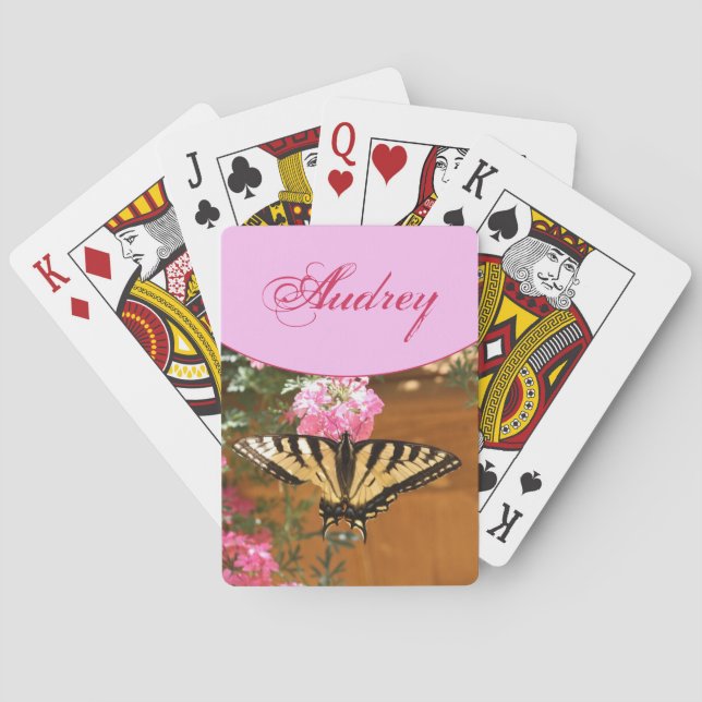 Baraja De Cartas Mariposa amarilla con rosa (Reverso)